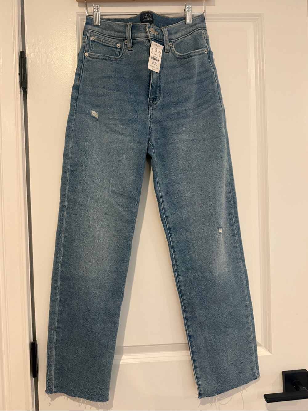J.Crew Stovepipe Jeans High Rise Wide Straight Leg Raw Hem